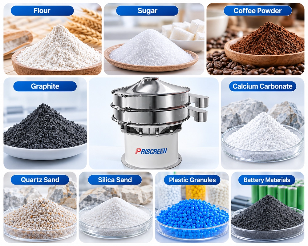 Rotary vibrating screen applications for different materials